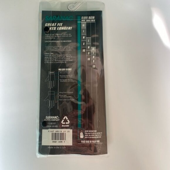 NEW Saranac Raquet Ball Glove Mens Size Large Left USA Made Leather White Blue - Picture 2 of 3